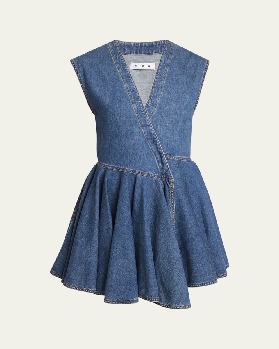 Sleeveless Denim Wrap Dress